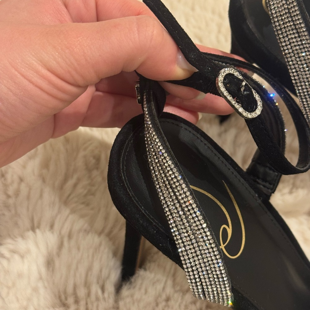 Jessica Simpson Black Rhinestone Ankle-Strap Heels - Picture 3 of 5